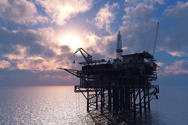 20409953 - petrochemical tower on the background of the sea.